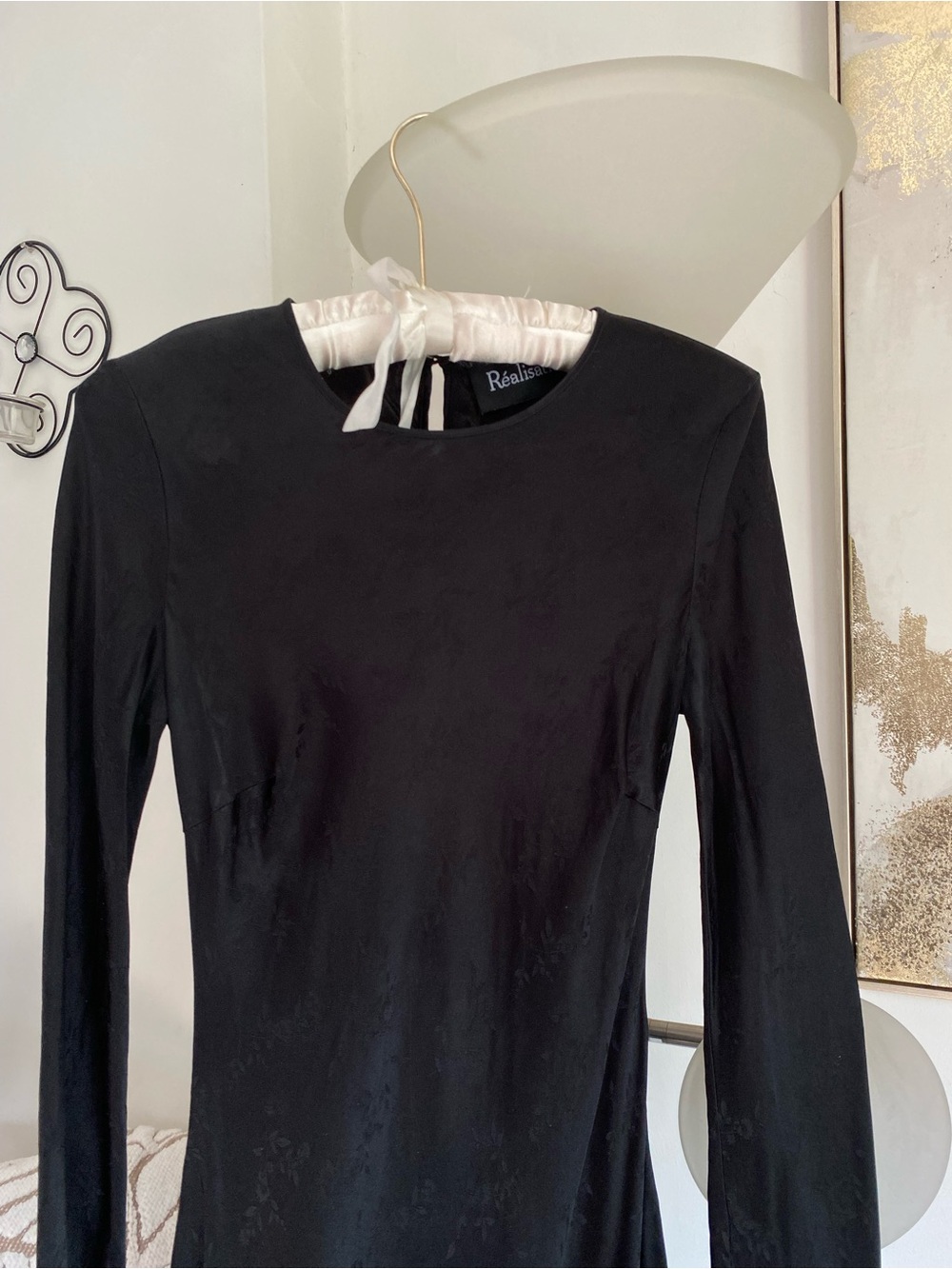 REFORMATION BLACK SILK MIDI DRESS - Picture 10 of 16